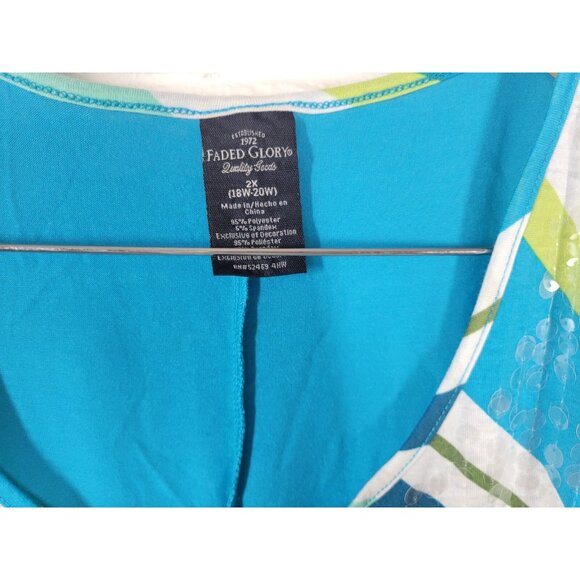 Faded Glory Womens Top 2X Plus Tee Cold Shoulder Poly Blend Blue STR43XE - Picture 6 of 7